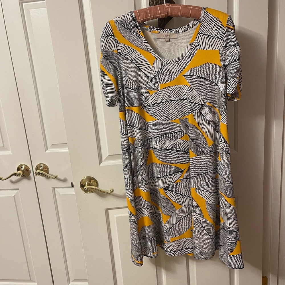 multi color dress navy yellow white